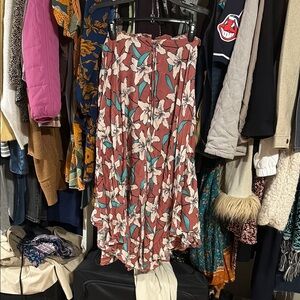 O'Neill Floral Maxi Skirt in Red and Cream